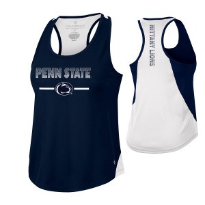women's navy & white tank top with Penn State & Athletic Logo on front and Nittany Lions on back